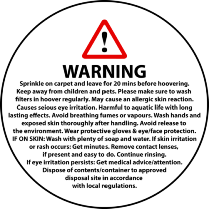CARPET FRESHENER safety warning stickers