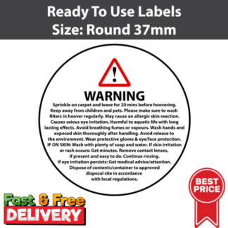 CARPET FRESHENER safety warning stickers labels